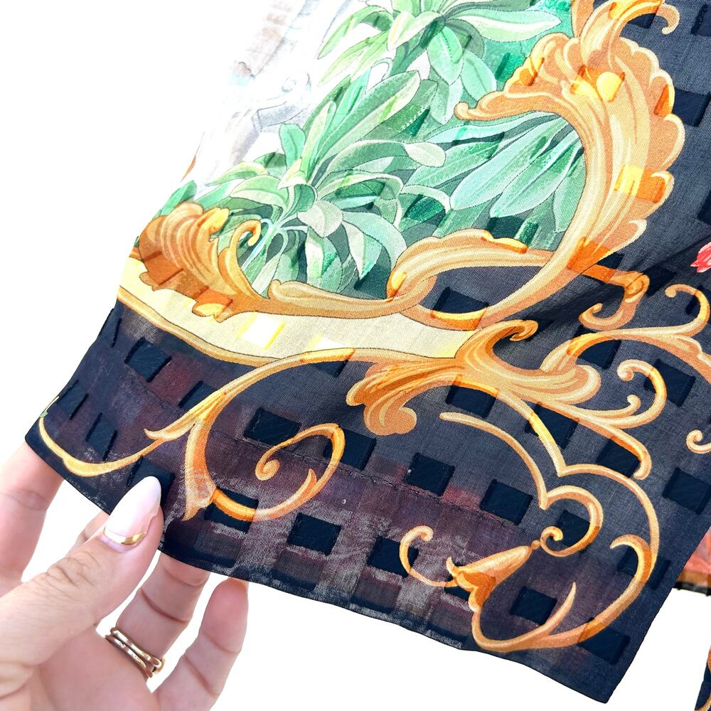 Beppe Spadacini 90s Midi Skirt Garden Versace Greek Print Italian 42 Baroque 6 - Picture 8 of 10